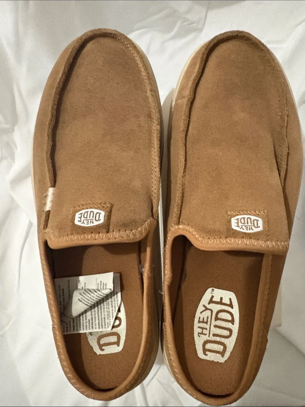 Hey Dude Suede Slip-On Loafers in Tan Brown
